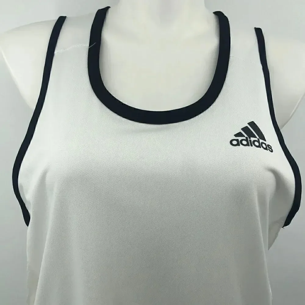 Adidas white with black trim tank